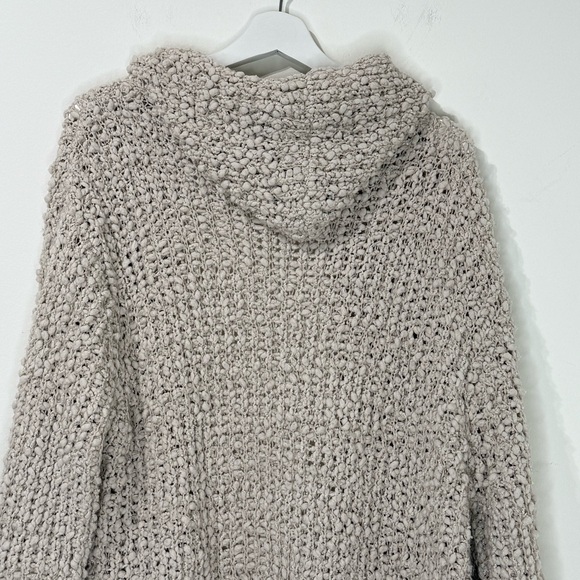 CGYY Chunky Knit Hooded Open Front Cardigan Sweater Cream Oversized Cozy Boho - Picture 9 of 11